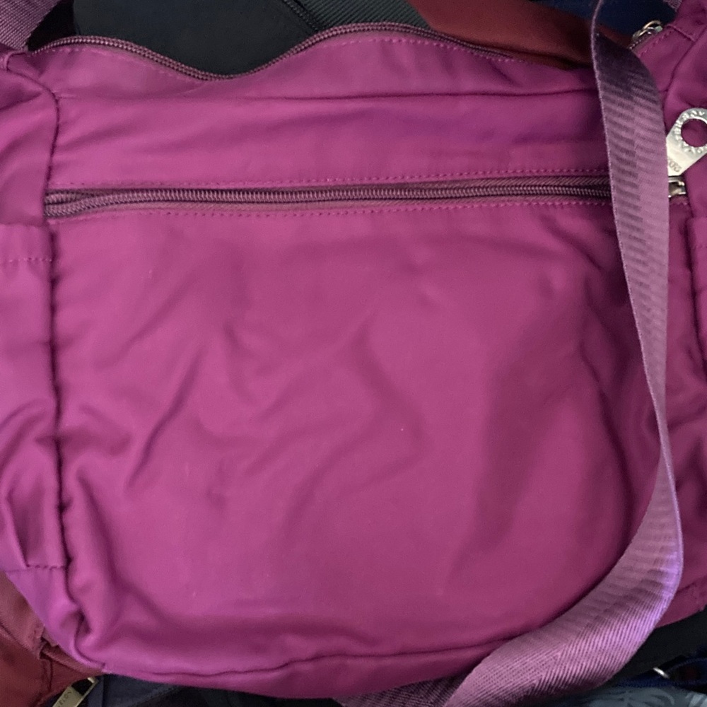 PurpleCrossbody Bag with Multiple Zip Pockets - Picture 3 of 4